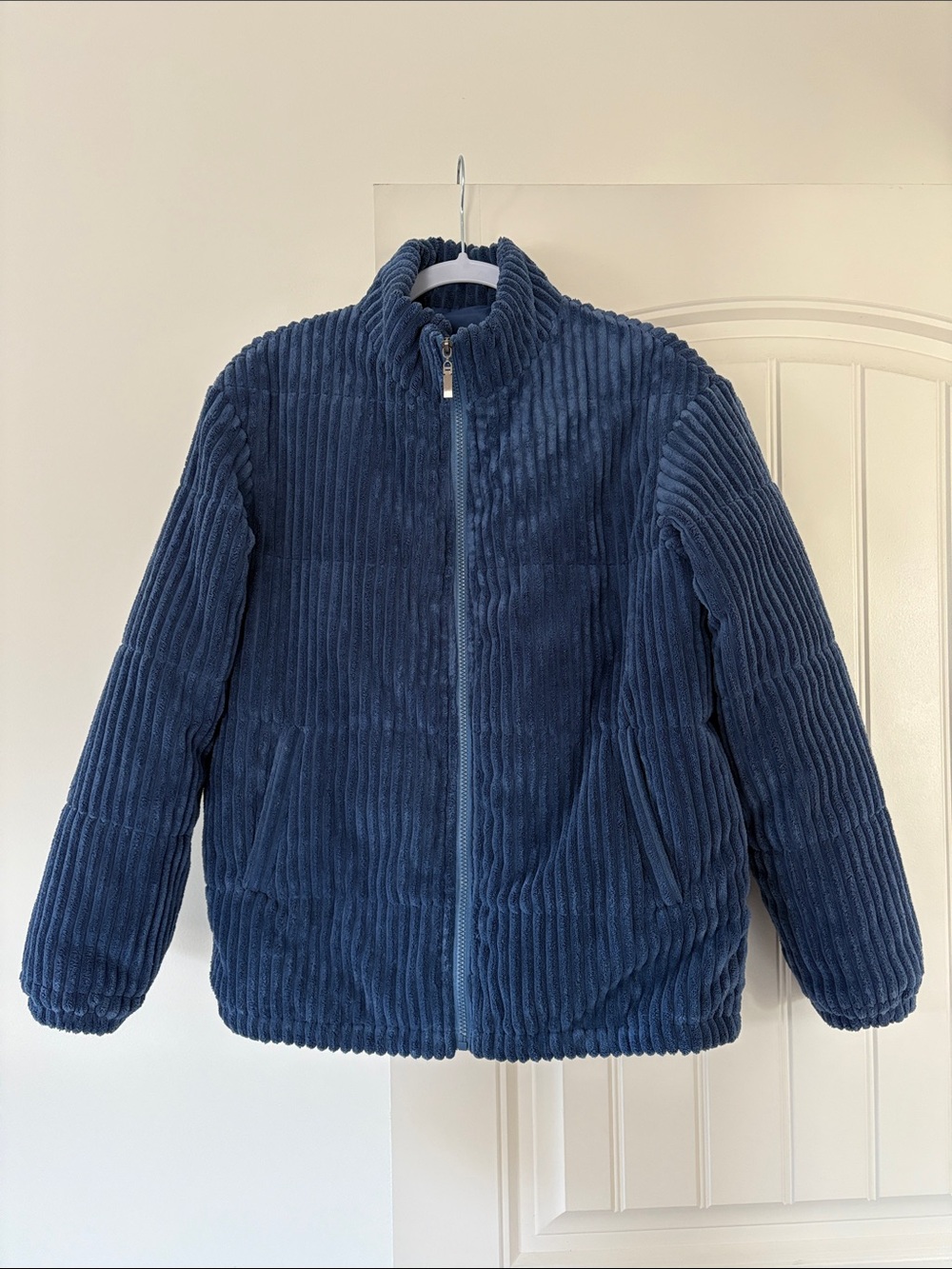 Women’s Blue Corduroy Puffer Jacket - Classic Warmth